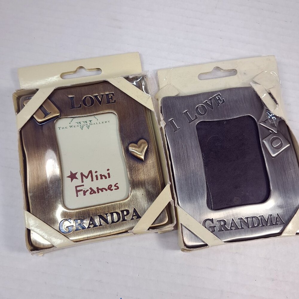 Vintage Weston Gallery mini picture photo Frame set I Love Grandma & Grandpa I